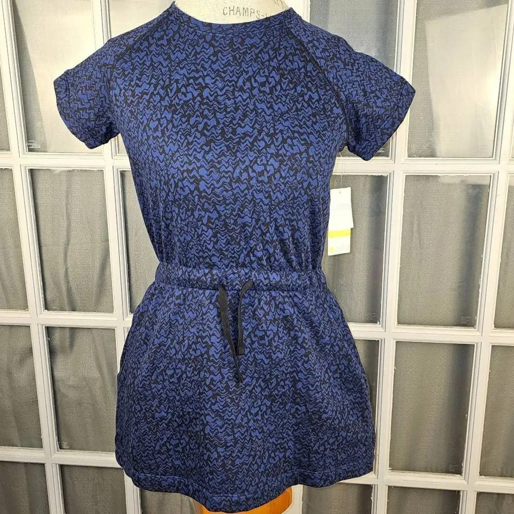 NWT Zella Girls Blue Twilight Wave‎ Print Dress Medium 8 10